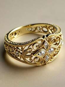 1 Peça Anel Romântico de Mulher com Zircônia Cúbica, Adequado para Casamento, Noivado, Festa de Aniversário, Presente do Dia dos Namorados - 4# - Visão 10