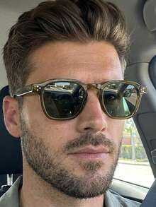 1 Pair Men's Olive Green Square Frame PC Casual Vacation Stylish Fashion Glasses - Olive Green - View 1
