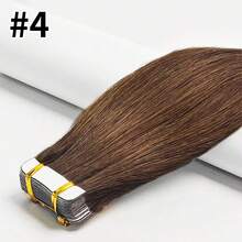 20片直发胶带式真人发接发，直发无缝贴合发片，巴西自然黑胶带式接发，女士适用 - 彩色 - 查看 20