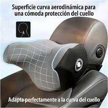 Almohada cervical para coche con relleno de espuma viscoelástica, correas ajustables y funda transpirable extraíble. Diseño ergonómico para un apoyo cómodo y ajustado. - Negro - Ver 6