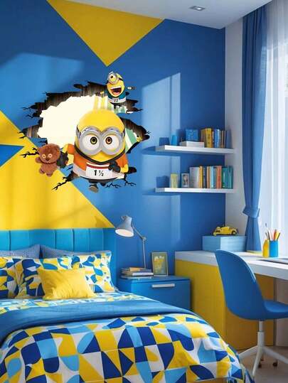 Minions 小黄人主题房间装饰墙贴 - 卡通动漫浴室家居背景 - 客厅墙贴