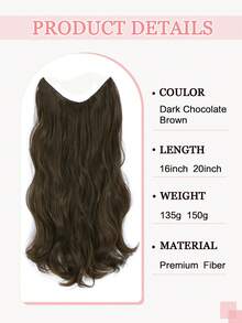 Invisible Wire Hair Extensions Dark Chocolate Brown Long Wavy Hair Extensions With Transparent Headband Fish Line Secret Hairpieces For Women - Dark Brown - View 2