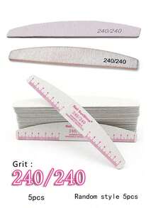 5 piezas Limas de uñas profesionales, papel de lija de 80/100/150/180/240 granos, limadores de uñas en forma de media luna gruesos y duraderos, accesorios para manicura - Gris - Ver 9