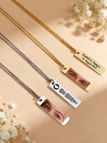 1 chiếc vòng cổ hình mắt khắc tên theo yêu cầu, vòng cổ ảnh hình mắt, vòng cổ hình mắt thanh tối giản bằng thép không gỉ, vòng cổ ảnh hình mắt đôi, quà tặng ngày Valentine, quà sinh nhật, quà tặng cho bạn trai - Dây chuyền kính mắt tùy chỉnh - Xem 3