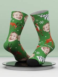 1 Đôi tất dài đến bắp chân in hình chàng trai cá tính và cô gái xinh xắn theo yêu cầu, tất đôi dài đến bắp chân cá nhân hóa với họa tiết độc đáo, thích hợp làm quà tặng Ngày Valentine, sinh nhật và các dịp khác. - Màu vàng - Xem 4