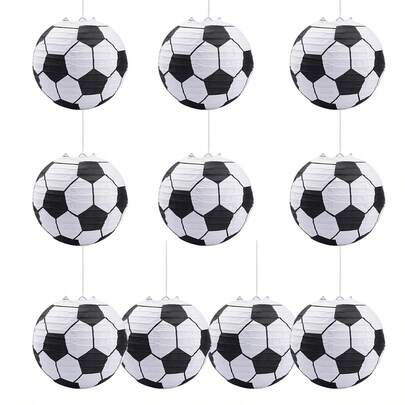 10pcs 8-Inch Paper Soccer Lanterns, Suitable For Party Gifts, Indoor Soccer Matches, 2026 World Cup, Birthday Parties And Party Decorations