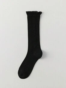 1 par de calcetines largos y transparentes de mujer de seda de morera con volantes en el bajo, transpirables para uso diario en primavera y verano - Multicolor - Ver 15