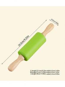 Silicone Non-Stick Rolling Pin For Dumpling Wrappers, Household Baking Roller With Handle - Multicolor - View 3