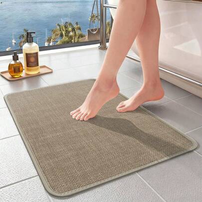 Thảm phòng tắm, chất liệu giống vải lanh, siêu thấm hút, chống trơn trượt, siêu mỏng, bộ phụ kiện phòng tắm, trang trí phòng tắm, thảm phòng tắm, thảm tắm, trang trí phòng tắm, thảm trải sàn cho phòng tắm, thảm cửa, thảm nhà, thảm lót cao su nhanh khô, thảm phòng tắm dệt thấm hút, thảm tắm lông ngắn phù hợp cho cửa ra vào, phòng tắm và bồn tắm.