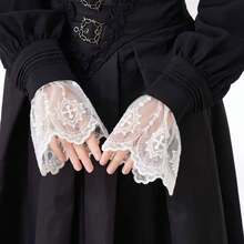 Elastic Fake Sleeve Cuffs, Decorative Cross, Mesh & Lace Trim Wrist Cuffs, Versatile For Sweaters & Hoodies,Festival,Camping - Cross Cuff - View 4
