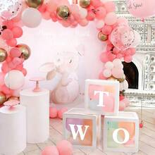 1pc White Transparent Baby Shower Gift Box With "Baby One Two Love" Letter Decoration, Transparent Cube Decorative Box Suitable For Gender Reveal Party, Birthday Party, Wedding, Bridal Shower, Photo Backdrop, Reusable Celebration And Photography Decoration - White - View 24