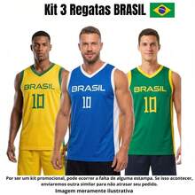 Kit Of 3 Men's Tank Tops Brazil Dry Fit Gym Training Fitness Sports Lightweight And Breathable - Kit Of 3 Brazil Tank Tops - View 3