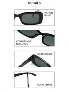 1/2 Pair Retro Square Glasses, Classic Black Frame Eyeglasses For Men And Women, Luxury Fashion Flattering Large Face, Narrow Frame Polarized Lens Gift - 查看 4