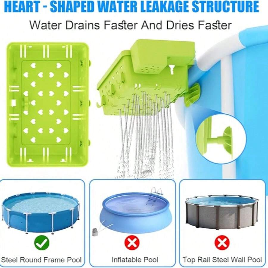 Above Ground Pool Basket With Pool Cup Holders - XL Poolside Storage Basket For Drinks AmpRails, Pool Accessories Compatible Pool Essentials - Apricot - View 1