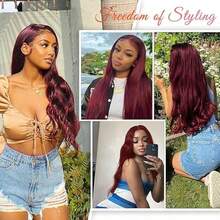 99J Burgundy Hair Clip In Hair Extensions Straight Human Hair 8Pcs 110g Clip In Extensions 100% Brazilian Remy Clip In Hair Extensions Real Human Hair Extensions Clip For Women 22inch - S99J - 查看 5