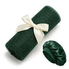 1/2 pièces Éponge de filet africain avec bonnet de douche, éponge de bain exfoliante, bonnet de douche en satin doux et brosse pour le corps, convient pour une utilisation quotidienne pour hommes et femmes, accessoires de salle de bain portables pour voyages, bonnet de douche en double couche de soie, cadeau SPA - vert - Voir 2