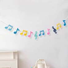 1 pieza Banderín con notas musicales de colores para decoración de fiesta musical - Ver 2