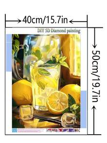 1pc DIY Diamond Painting Kit, Fruit Lemon Design, Full Drill, Home Decor, 30*40cm/40*50cm - Sets - View 8