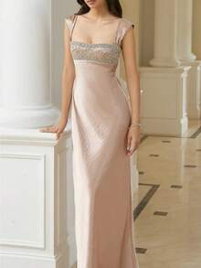 2026 Spring/Summer New Women's Clothing Temperament Elegant Suspender Bandeau Open Back Hot Diamond Waist Long Dress For Women - Hồng - Xem 3