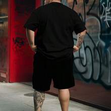 Graphic New Men's Large-Size Shorts Shorts Suit Summer Y Printed Men's Casual Sports Loose Suit, PLUS SIZE - 黑色 - 查看 6