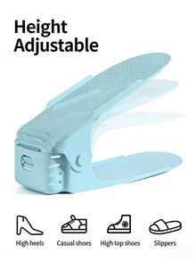 20/10 pares Estantería ajustable de doble nivel para zapatos, organizador de zapatos plegable, estantería apilable ahorradora de espacio, estantería de almacenamiento de zapatos de plástico, herramienta de organización del hogar - Multicolor - Ver 6