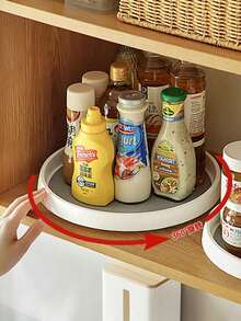 1 Kitchen Rotating Rack Multifunctional Countertop Seasoning Bottle Soy Sauce Vinegar Storage Rack, Fruit Tray 360° Rotating Storage Rack, Home Kitchen Accessories - Multicolor - View 7