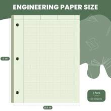 Engineering Paper 8.5 X 11 100 Sheets Top Glue Binding Engineering Notebook 5x5 Quad Ruled Graph Paper 3-Hole Punched Engineering Computation Pad 8.5 X 11 Green Tint Engineering Paper Notebook - Green - View 2