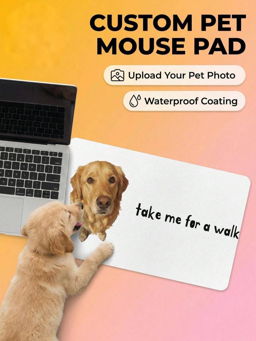 Custom Pet Photo Mouse Pad, Personalized Dog Cat Picture Desk Mat,  Large 40x80cm Waterproof Gaming Mouse Pad For Home Office - White - View 1