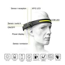 1/2PCS USB Rechargeable LED Sensor Headlamp, Headlight Head Work Light, Waterproof Headlamp For Fishing Camping Lantern - Multicolor - View 5