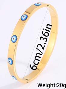 1pc New Fashion Stainless Steel Bracelet, Niche Versatile Devil's Eye Hypoallergenic Non-Fading Bangle - CL-7862 - View 6