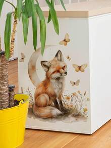 1pc, Multi-Size, Removable PVC Wall Sticker, Suitable For Kids Room, Nursery, Decals Of Squirrel Wearing Hat On Tree Branch, Cat In Flower Bushes, Moon And Fox, Mischievous Monkey Climbing Tree, Small Birds On Big Tree, Spring/Summer Plants And Animals Wall Stickers, Applicable For Bedroom, Living Room, Study, Dining Room, Bathroom, Home Wall Decor, Room Decoration - Multicolor - View 11