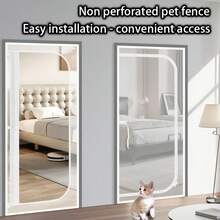 Pet Safety Gate Net - Pet Isolation Door Curtain, Suitable For Corridors And Doors, Zipper Opening Design. No Need For Drilling Installation, Does Not Occupy Space, Suitable For Dogs, Cats, And Other Animals - White - View 3