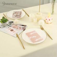 5 Packs Disposable Tablecloth 54 X 108 Inch Plastic Table Covers, Waterproof Rectangle Party Table Cover For Birthday, Wedding, Shower, Picnic, Holiday, Indoor Outdoor Decorations, Cream Beige - View 7