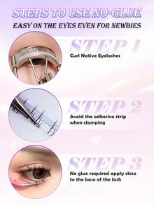 36pcs Glue-Free Transparent Eyelash Extension Kit Suitable For Beginners, Includes Tweezers, Natural Wispy Individual Cluster Lashes, Air Wispy Segmented Natural Lashes, Cartoon Bottom Lashes, Makeup Tools, False Eyelashes, Lash Clusters, Individual False Lashes - Black - View 7