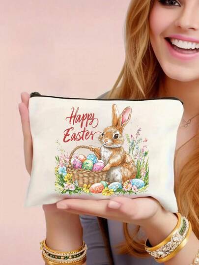 Túi đựng đồ trang điểm hình thỏ ngộ nghĩnh - Túi đựng đồ trang điểm, có thể chứa mỹ phẩm, tai nghe, dây sạc, v.v. - Thiết kế độc đáo và ý nghĩa - Cực kỳ phù hợp cho du lịch, đi biển, đi làm, quà tặng văn phòng cho người lớn, quà tặng cho mẹ vào Ngày của Mẹ, Lễ Phục Sinh, World Cup 2026.