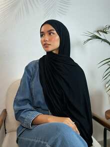 黑色柔软头巾，透气轻盈，端庄优雅，适合伊斯兰休闲日常穿着、海滩度假等场合。 - 黑色 - 查看 2