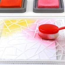 Tapete Adesivo de Baixa Aderência com Grade de 8,25 x 8,25 polegadas para Carimbar, Estêncil, Misturar Tinta, Fotopolímero Transparente, Tapete de Baixa Aderência, Tapete de Carimbo e Mistura Fixa, Projetos DIY, Papel, Cartão, Scrapbooking - A - Visão 3
