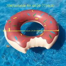 1 chiếc phao bơi bơm hơi bằng cao su, hình bánh donut, thích hợp cho trẻ em và người lớn, vòng bơi bơm hơi mùa hè cho hồ bơi, trang trí tiệc hồ bơi. - Cà phê nâu - Xem 7