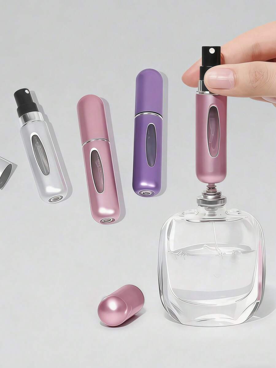 1/2/3/4/5 chai xịt nước hoa 5ml có thể nạp lại, chai nước hoa du lịch, chai xịt du lịch có thể nạp lại, vật dụng cần thiết cho kỳ nghỉ, vật dụng cần thiết khi đi du lịch, chai nước hoa có thể nạp lại, bao bì riêng biệt, chai nước hoa du lịch có thể nạp lại và bình xịt nước hoa cầm tay, chai nước hoa màu hồng lấp lánh, có vòi xịt, chai nước hoa có thể nạp lại, chai du lịch và bình xịt.