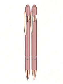 12/8/4/2pcs 2-In-1 Rose Gold Metal Stylus Ballpoint Pen With 1.0mm Black Ink For Touch Screen Devices - Multicolor - View 4