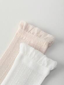 1 par de calcetines largos y transparentes de mujer de seda de morera con volantes en el bajo, transpirables para uso diario en primavera y verano - Multicolor - Ver 10