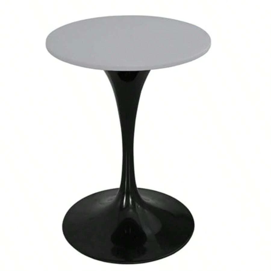 Round Fitted PU Tablecloth with High Elastic Edge Waterproof Oil Proof Cocktail Table Cloth Wipeable Table Topper Cover for Indoor Outdoor Picnic Camping Dining Light Gray 130cm(51in ) - Gris claro - Ver 1