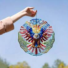 爱国雄鹰风车摆件，生命之树风车悬挂式装饰品，适用于庭院和花园，独特礼物，铁艺材质 - 鷹 - 查看 7