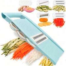 A Set Of Five-In-One Multifunctional Blue/Pink Vegetable And Fruit Slicer, Manual Food Grater, Vegetable Grater, Potato Grater, Home-Use Potato Shredder, Kitchen Utensils, Kitchen Gadgets - Multicolor - View 2
