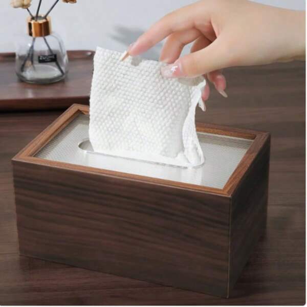 Wooden Grain Rectangular Tissue Box Cover, Waterproof, Suitable For Kitchen, Bathroom, Modern Decorative Napkin Holder, Disposable Towel Box, Applicable For Desk, Vanity, Nightstand, Living Room, Hotel, Office, Desk, Car And More Home Spaces, Easter