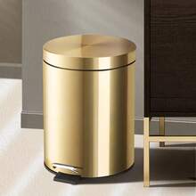 5升金属盖垃圾桶，防水脚踏静音垃圾桶，适用于酒店、浴室、厨房、家庭使用 - 香檳色 - 查看 1