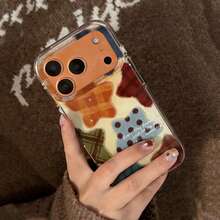 可爱星形元素时尚手机壳 Y2K 可爱星形软壳，兼容 17 Pro Max、17 Pro、17 Air、17、15、16 Pro Max、14 Pro、13、12、11，光滑软壳，礼盒装，春季生日礼物 - 格紋星星 - 查看 4