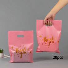 50 Stücke rosa "Danke" Geschenktüten für Hochzeit, Geburtstag, Kleidungsverpackung, Dankesgeschenktüten - 20 Stück - Übersicht 15