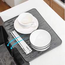 1 tấm lót thoát nước nghiêng bằng silicon dày, chịu nhiệt, chống trượt, dùng trong nhà bếp. - Nhiều màu - Xem 3