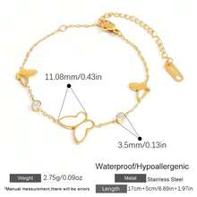 1pc Fashion Hollow Shell Butterfly Bracelet, Stainless Steel Hollow Rhinestone Chain Bracelet, Suitable For Women's Daily Wear And Various Occasions - CL-8755 - View 6